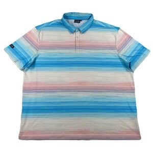 Sunday Swagger Skyline Polo Shirt Blue Pink Striped Golf Men's 3XL
